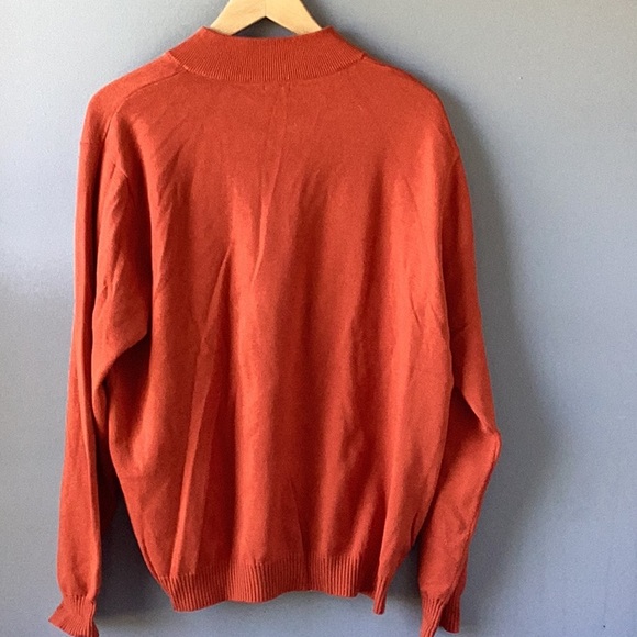 Men’s J. McLaughlin Tate Sweater 1/4 Zip Orange Cotton Size Large - Picture 5 of 7